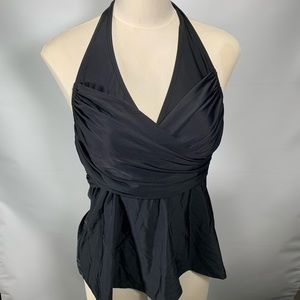 Tie Halter‎ Black Tankini Top
